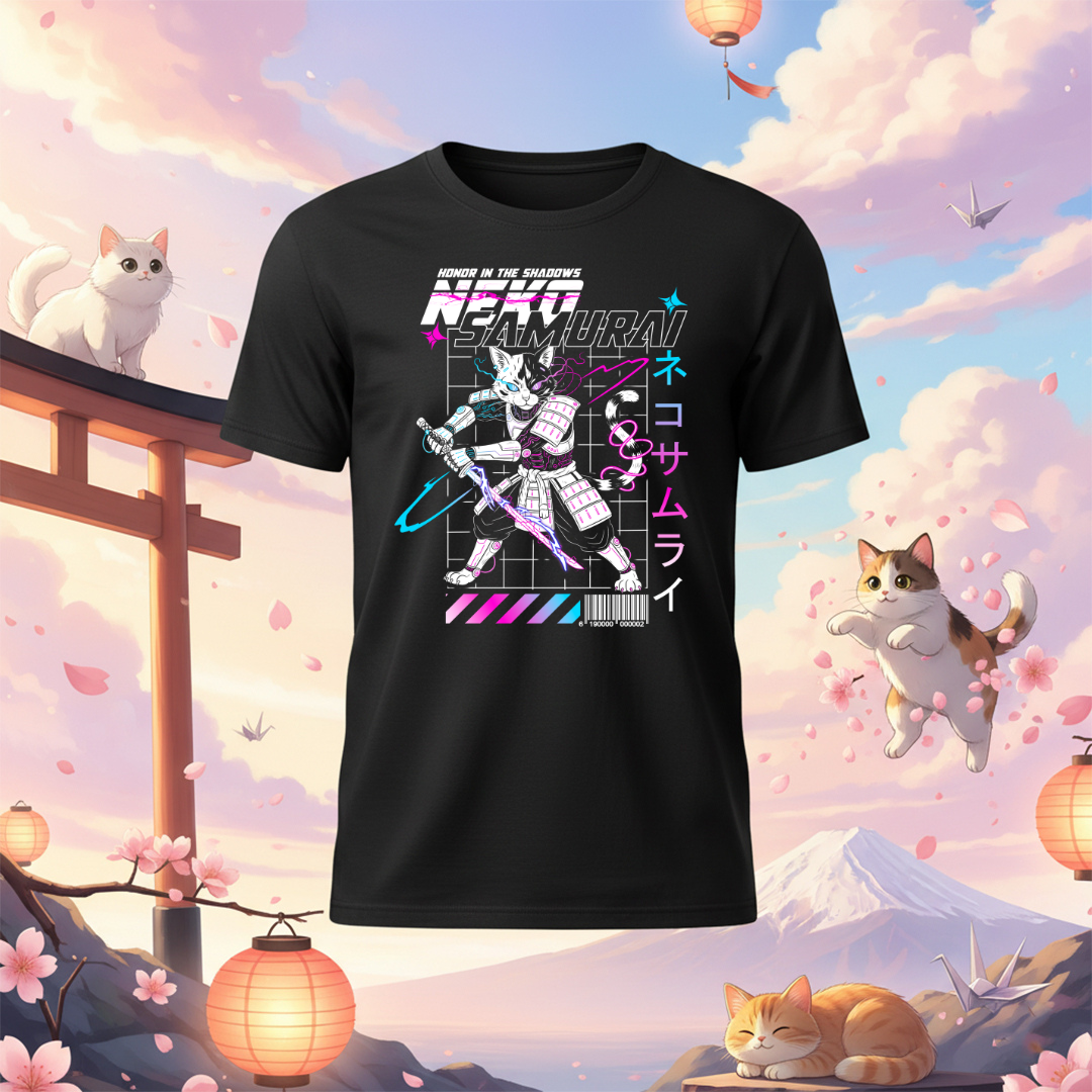 Neko Samurai Graphic T-Shirt