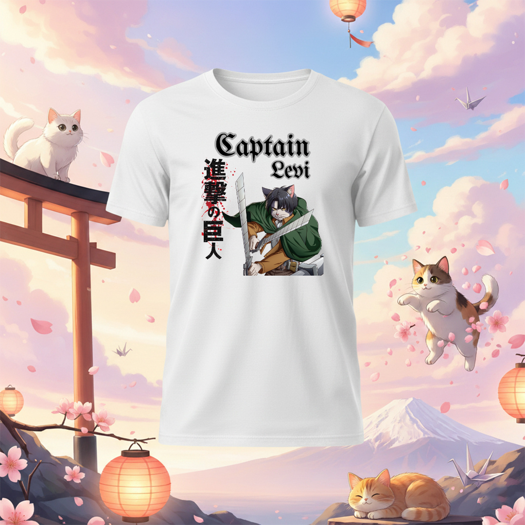 Captain Levi Anime Cat T-Shirt