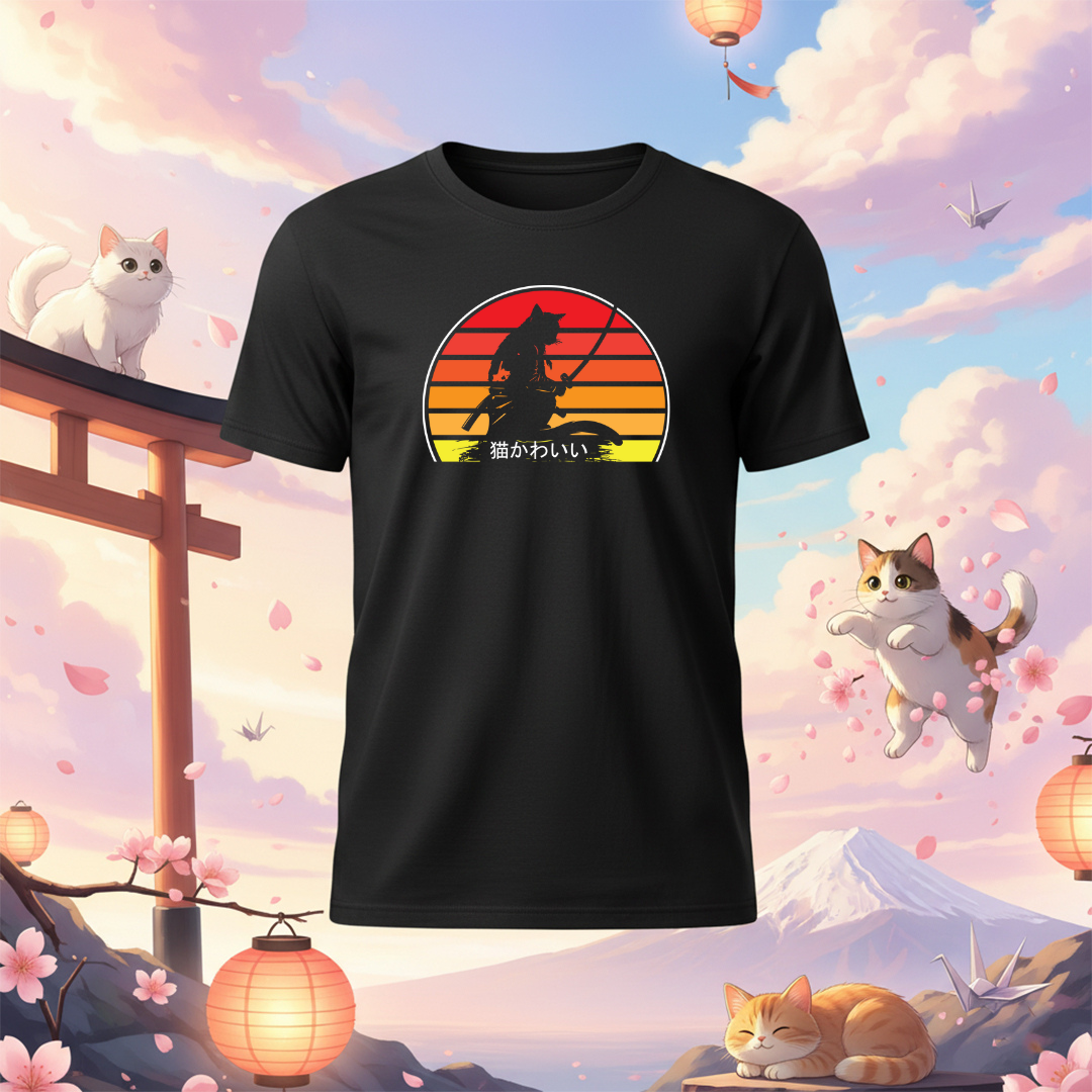 Samurai Sunset Cat T-Shirt