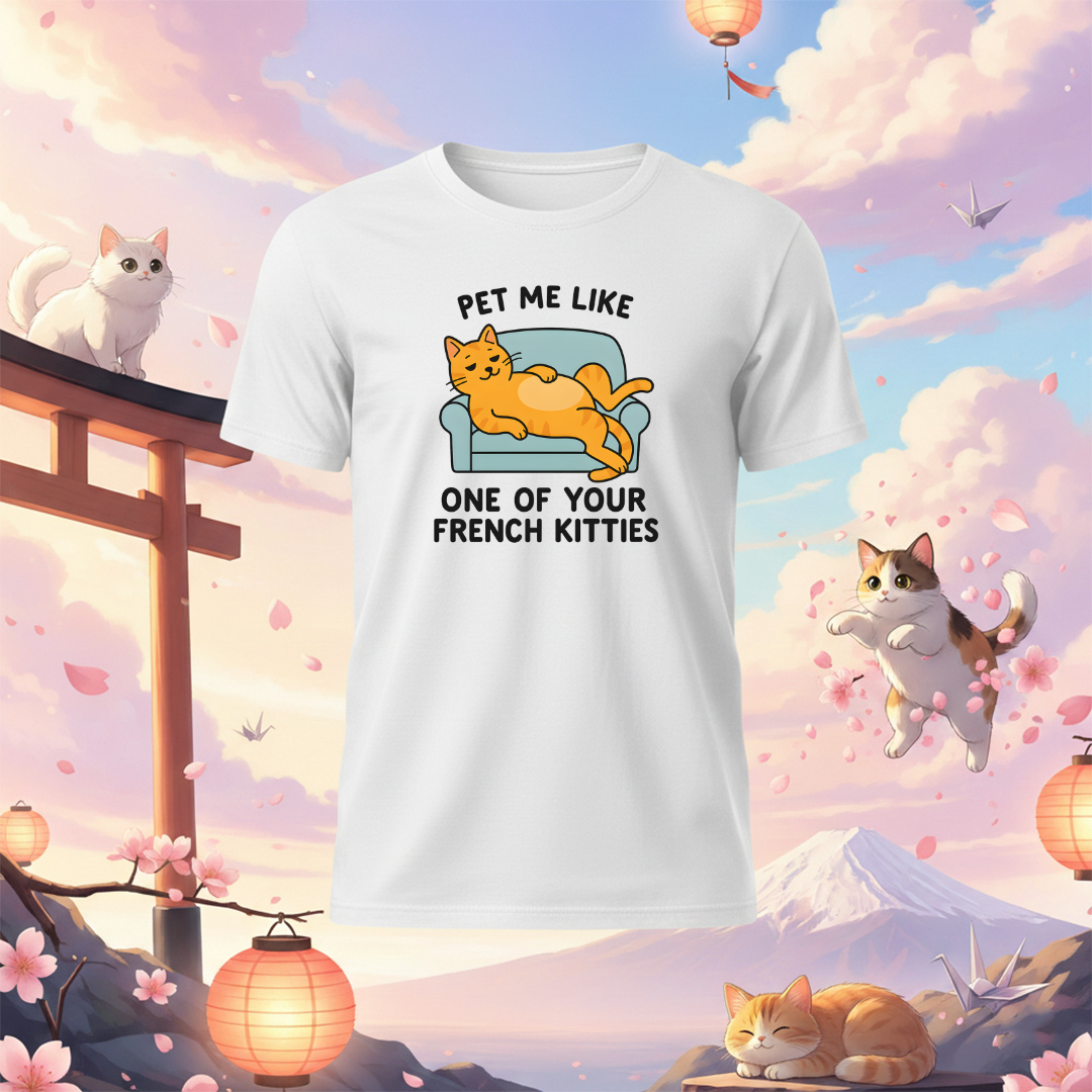 Pet Me Funny French Cat T-Shirt