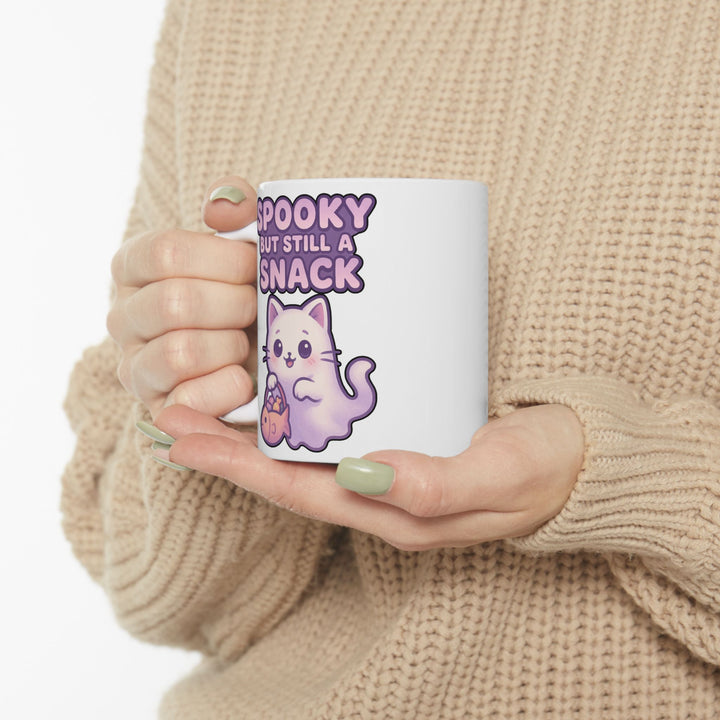 Spooky Snack Ceramic Mug - Perfect for Halloween, Coffee Lovers, Cute Gift, 11oz/15oz Mugs, Cat Lovers