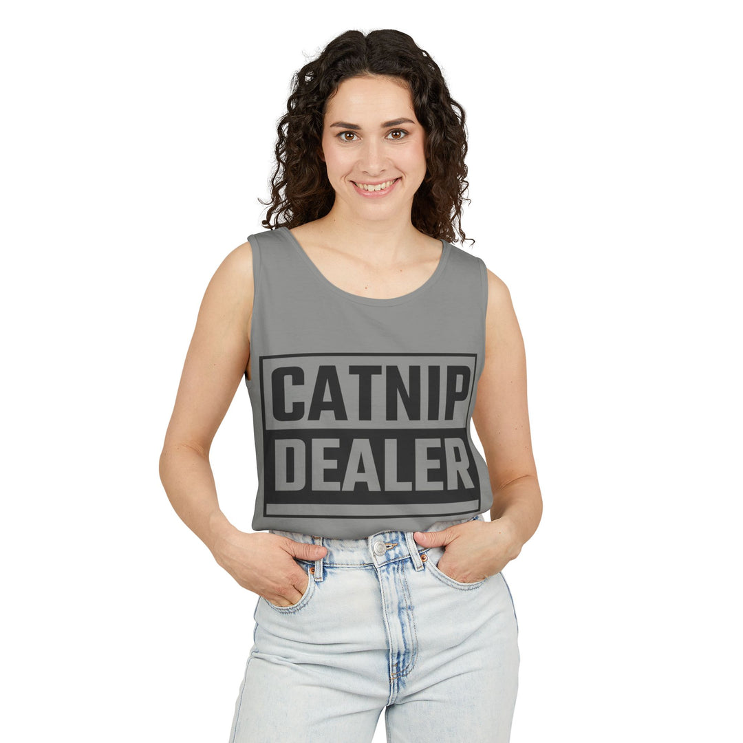 Catnip Dealer Tank Top, Funny Pet Lover Gift, Summer Sleepwear, Cat Mom Shirt, Unisex Casual Wear