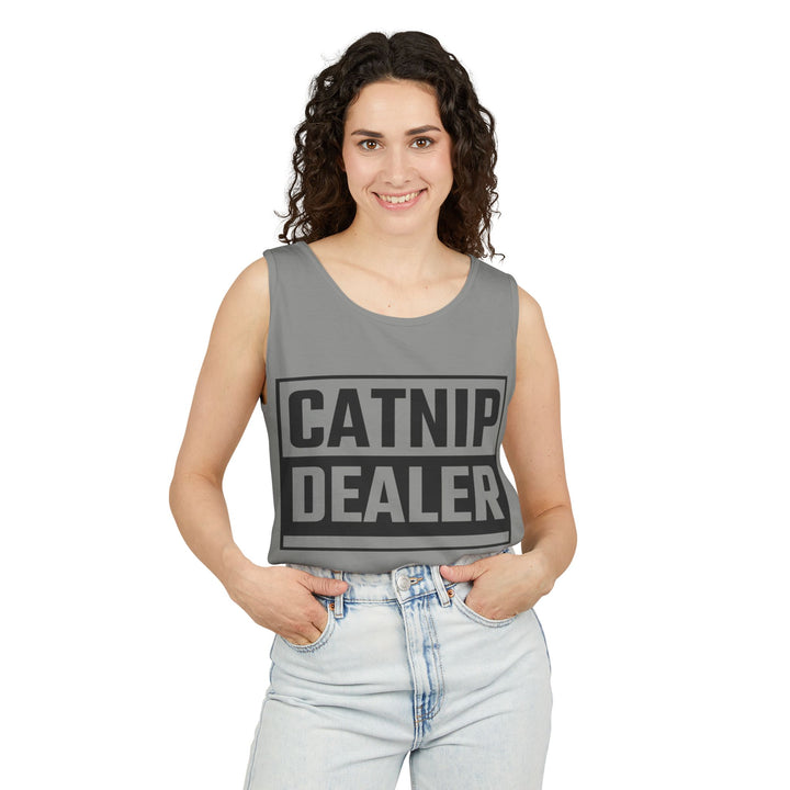 Catnip Dealer Tank Top, Funny Pet Lover Gift, Summer Sleepwear, Cat Mom Shirt, Unisex Casual Wear