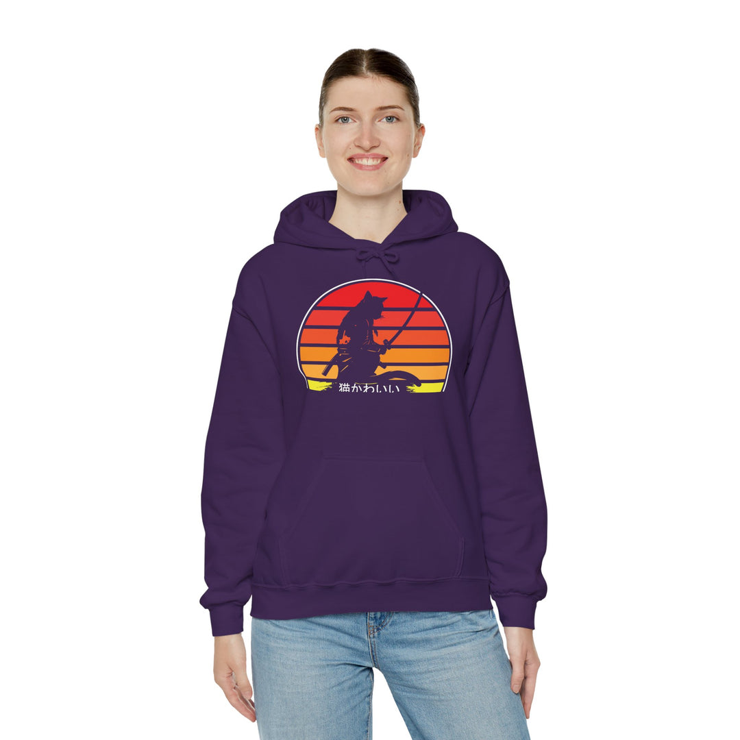 Samurai Cat Sunset Hoodie