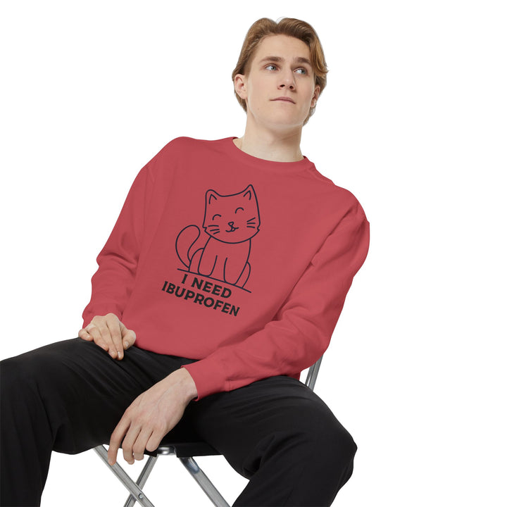 Cat-Themed Sweatshirt Featuring a Playful and Adorable Ghost Cat Holding a Candy Basket Cozy Gift for Cat Lovers Cute Animal Sweatshirt Funny Pet Apparel