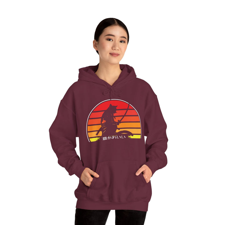 Samurai Cat Sunset Hoodie