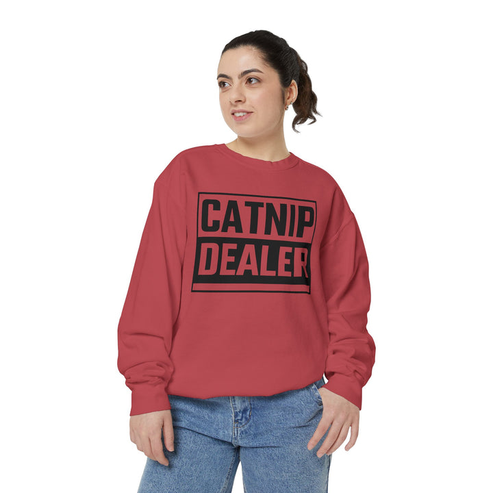 Catnip Dealer Sweatshirt Featuring a Bold and Humorous Black and White Typographic Design for Cat Lovers and Pet Owners Perfect Gift for Cat Parents Unisex Sweater for Every Season