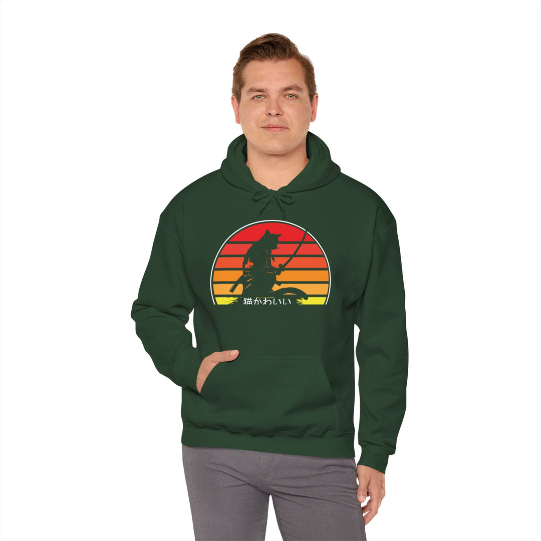 Samurai Cat Sunset Hoodie