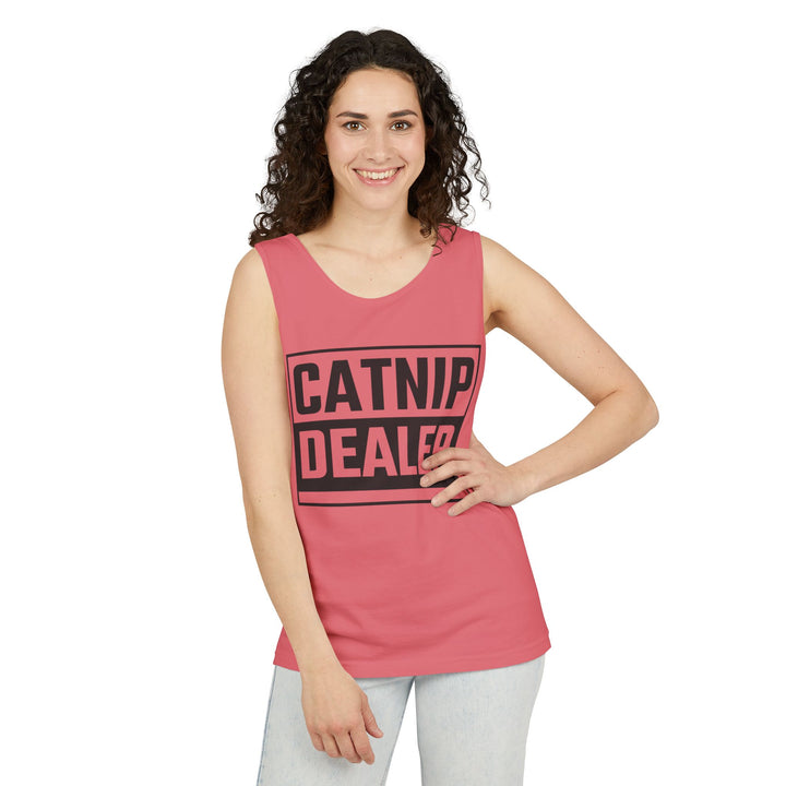 Catnip Dealer Tank Top, Funny Pet Lover Gift, Summer Sleepwear, Cat Mom Shirt, Unisex Casual Wear