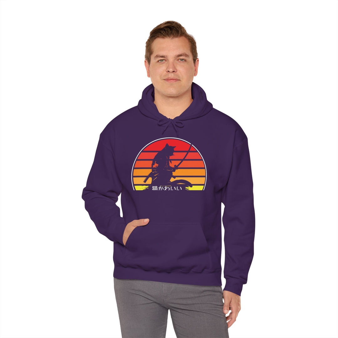 Samurai Cat Sunset Hoodie