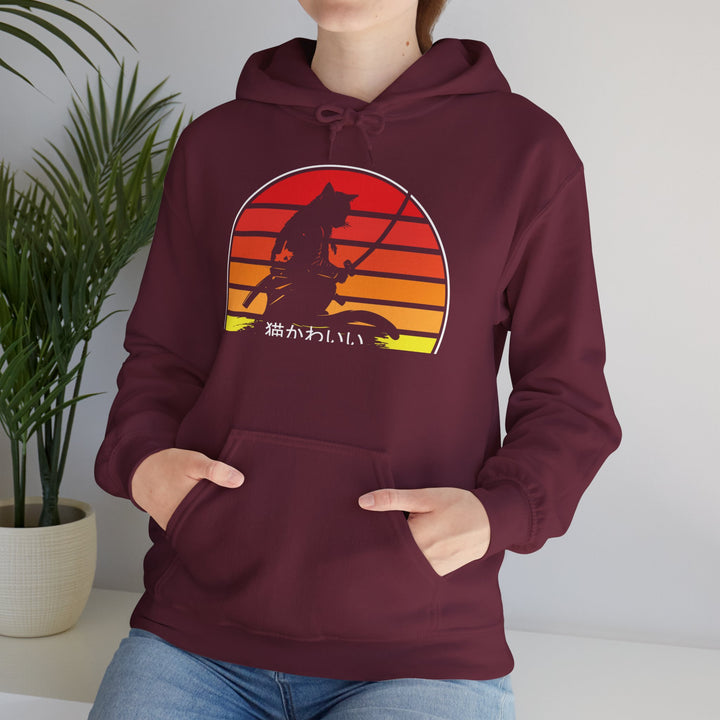 Samurai Cat Sunset Hoodie
