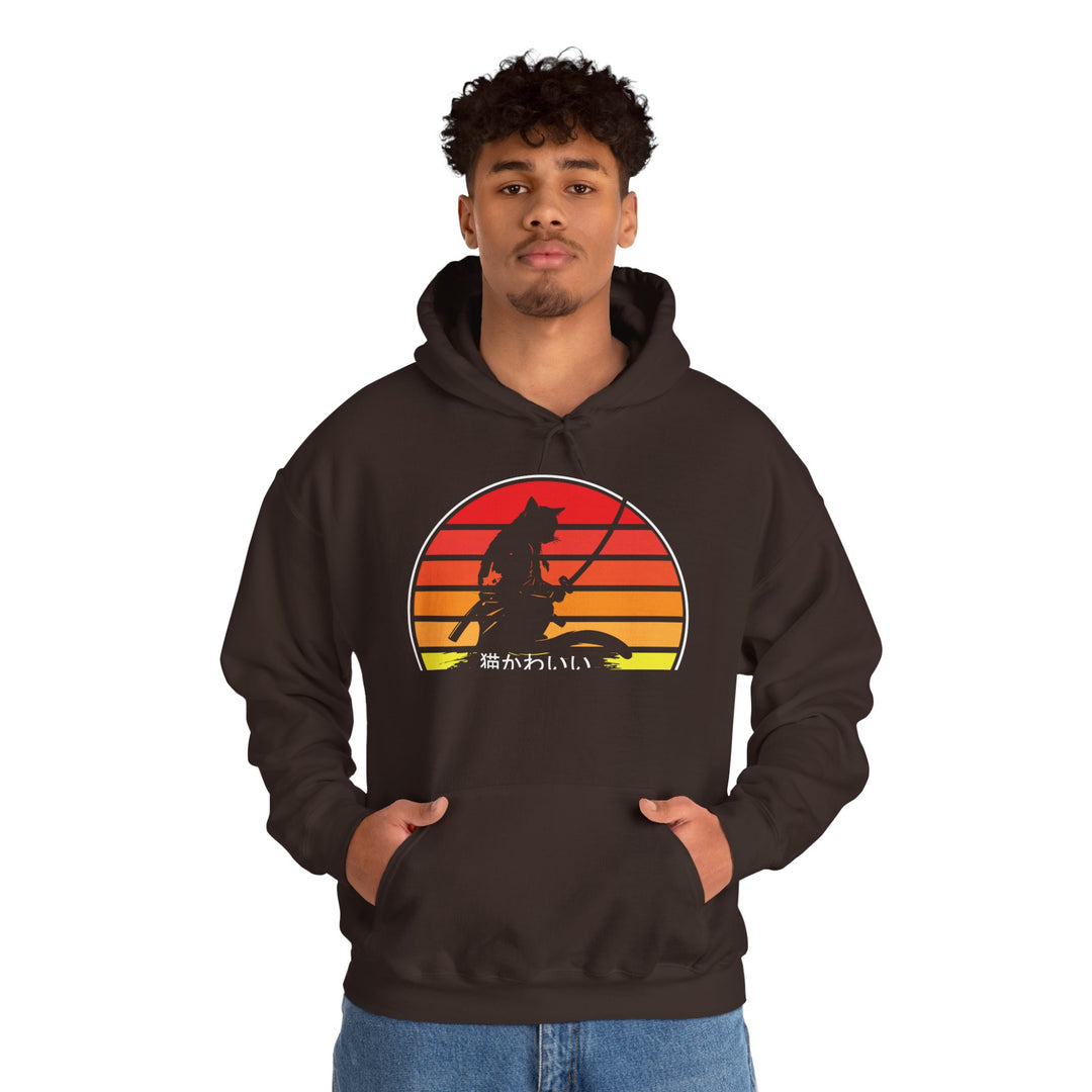 Samurai Cat Sunset Hoodie