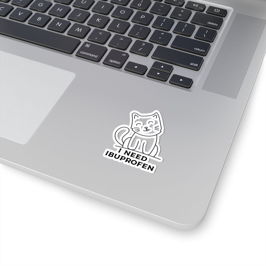 Cute Cat Ibuprofen Kiss-Cut Stickers, Fun Pet Lover Decal, Gift for Cat Owners, Laptop, Water Bottles, School Supplies