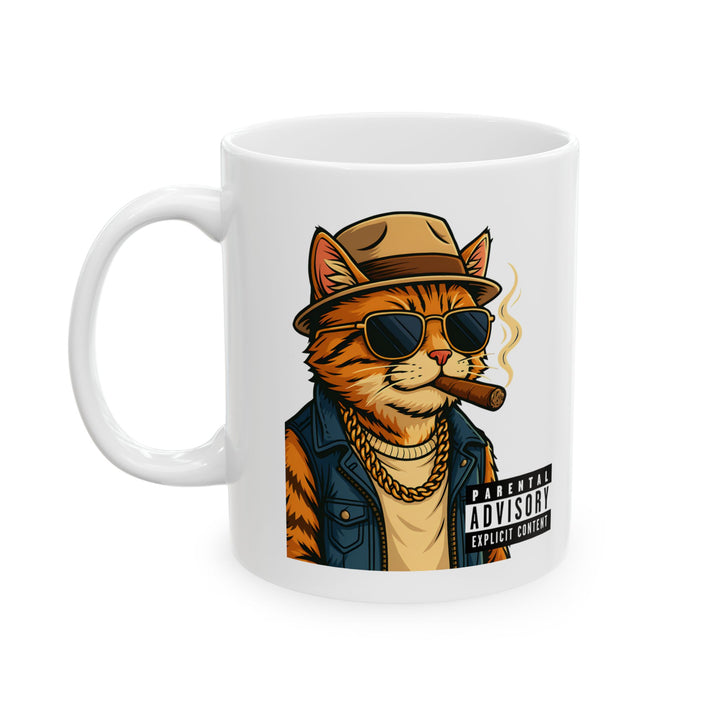 Cool Cat Ceramic Mug - Quirky Animal Lover Gift, Coffee Mug, Fun Tea Cup, Unique Kitchen Decor, Gift for Cat Owners