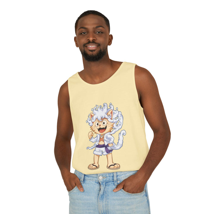 Whimsical Cat Tank Top, Unisex Funny Summer Shirt, Lightweight Graphic Top, Gift for Cat Lovers, Perfect for Beach Days, Casual Comfort Wear