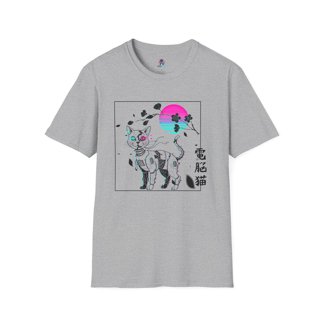 Glitchy Retro Cat-Inspired Unisex Softstyle T-Shirt