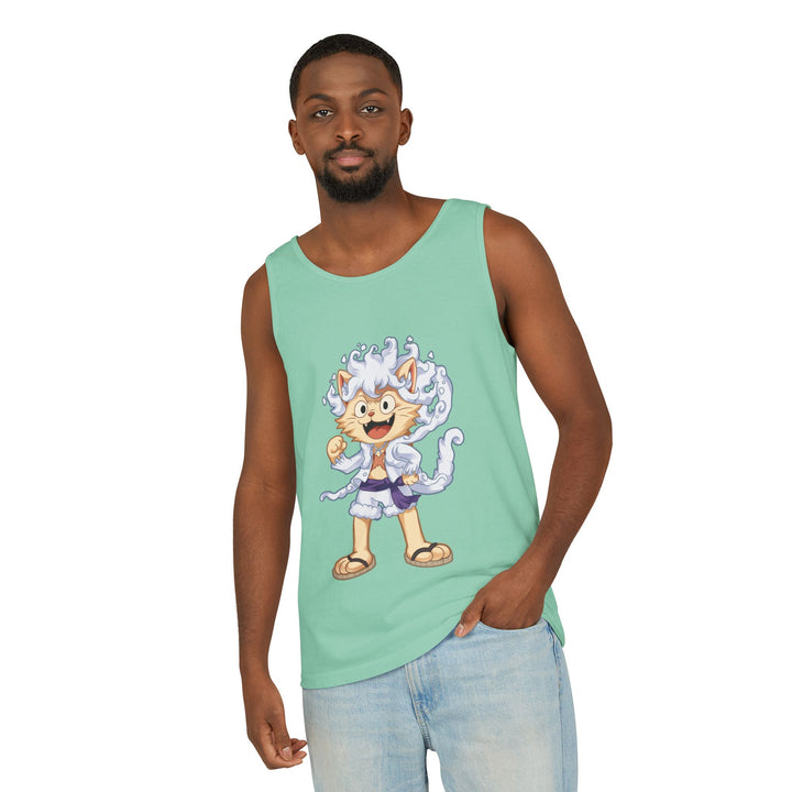 Whimsical Cat Tank Top, Unisex Funny Summer Shirt, Lightweight Graphic Top, Gift for Cat Lovers, Perfect for Beach Days, Casual Comfort Wear