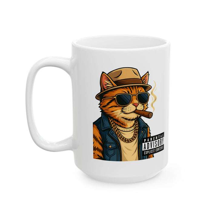 Cool Cat Ceramic Mug - Quirky Animal Lover Gift, Coffee Mug, Fun Tea Cup, Unique Kitchen Decor, Gift for Cat Owners