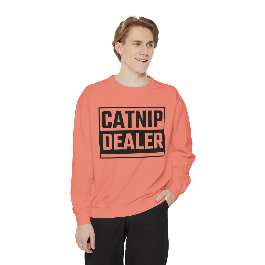 Catnip Dealer Sweatshirt Featuring a Bold and Humorous Black and White Typographic Design for Cat Lovers and Pet Owners Perfect Gift for Cat Parents Unisex Sweater for Every Season