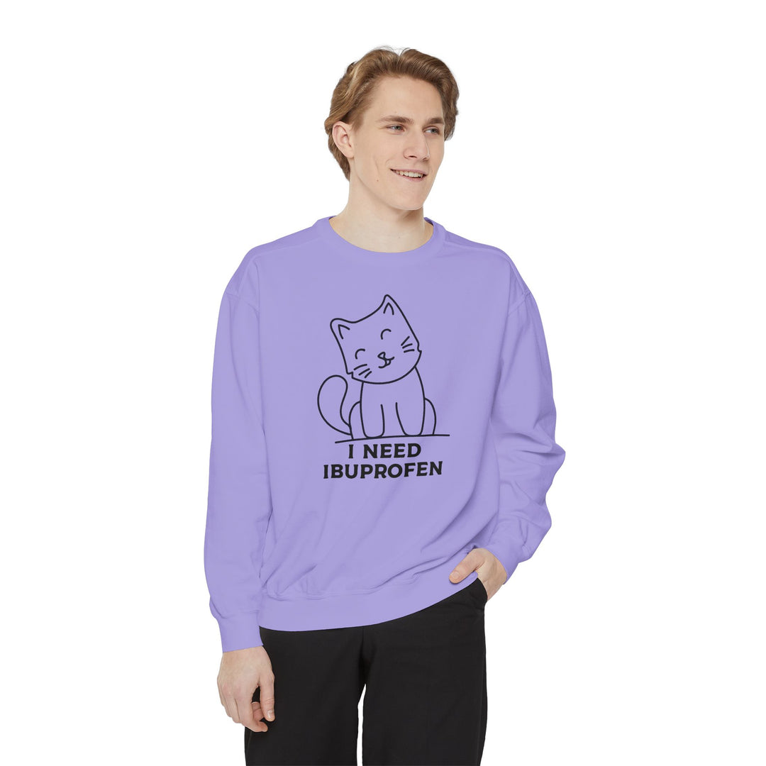Cat-Themed Sweatshirt Featuring a Playful and Adorable Ghost Cat Holding a Candy Basket Cozy Gift for Cat Lovers Cute Animal Sweatshirt Funny Pet Apparel