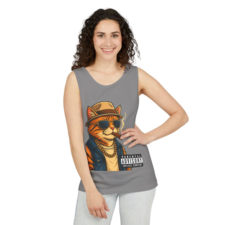 Cool Cat Unisex Tank Top - Funny Cat Graphic Tee, Summer Wear, Gift for Cat Lovers, Beach Party Essential, Casual Streetwear