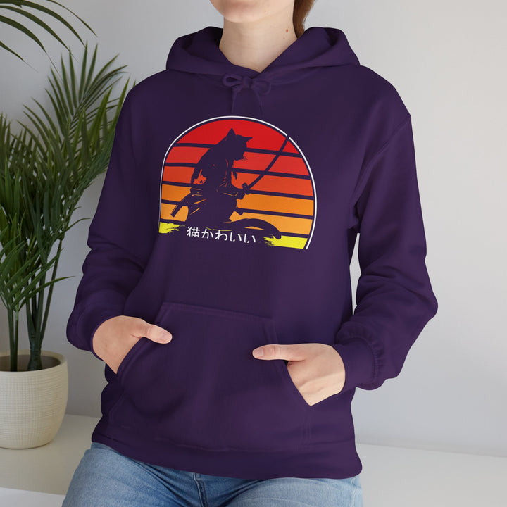 Samurai Cat Sunset Hoodie
