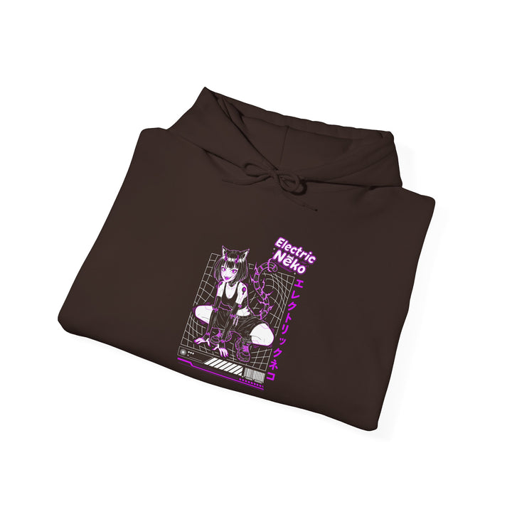 Electric Retro Vibe Hoodie, Unisex Heavy Blend Sweatshirt, Streetwear Pullover, Cozy Gift for Dog Lovers, Casual Style for Fall