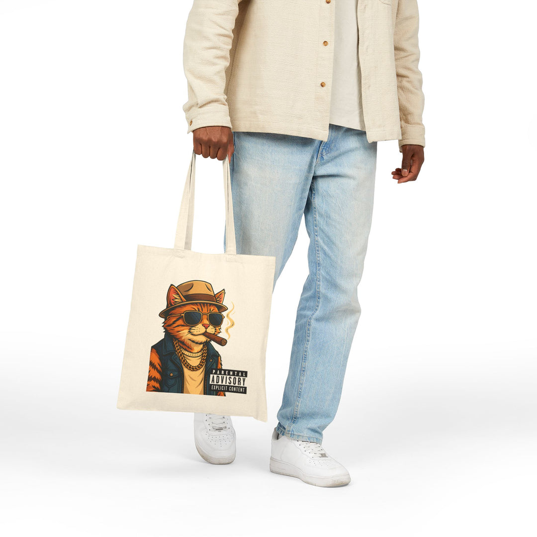Cool Cat Tote Bag, Funky Canvas Tote, Cat Lover Gift, Eco-Friendly Shopper, Unique Animal Art Tote, Gift for Her