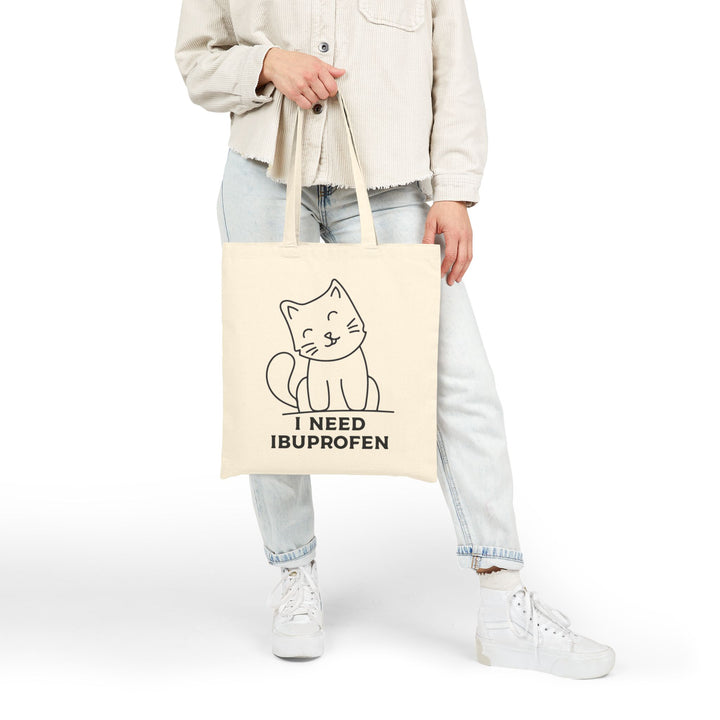 Funny Cat Tote Bag, I Need Ibuprofen Bag, Gift for Cat Lovers, Cute Canvas Grocery Bag, Humor Bag for Nurses, Eco-Friendly Shopping Tote