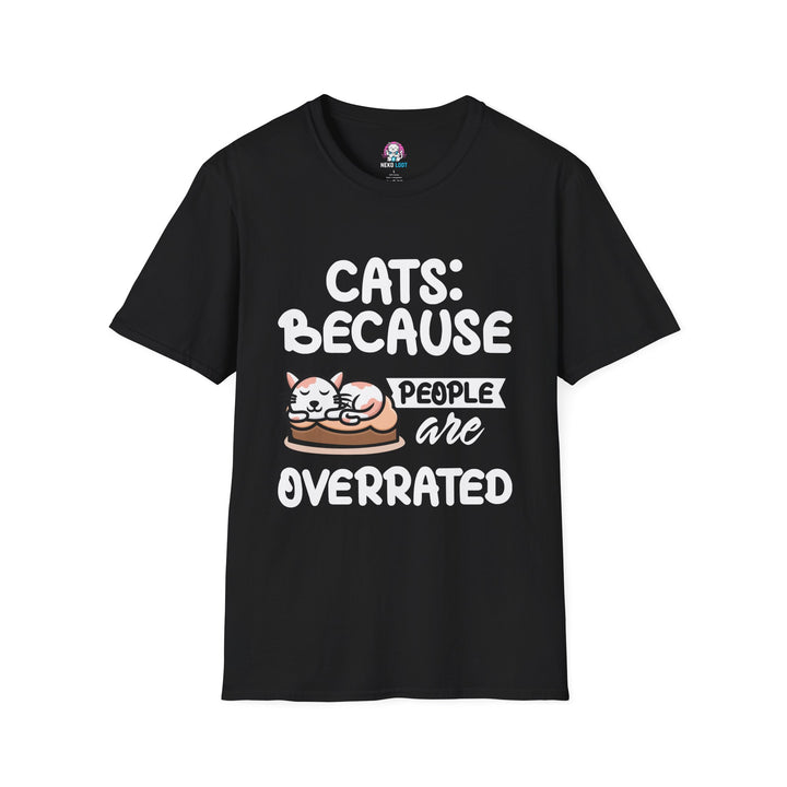 Black T-shirt featuring sleeping cats with Cats: Because People Are Overrated lettering.