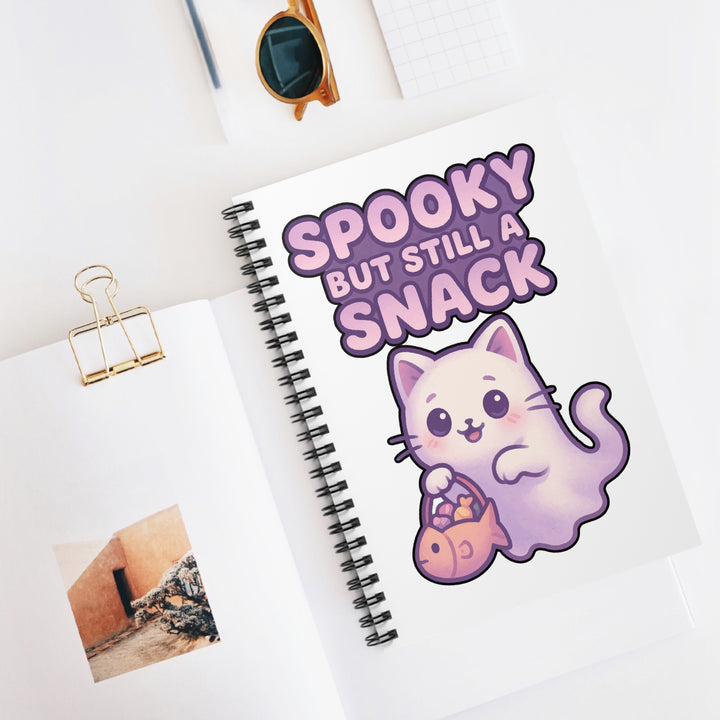 Spooky Ghost Cat Spiral Notebook | Cute Journal for Halloween, Kawaii Gifts, Gift for Cat Lovers, Note-taking, Diary