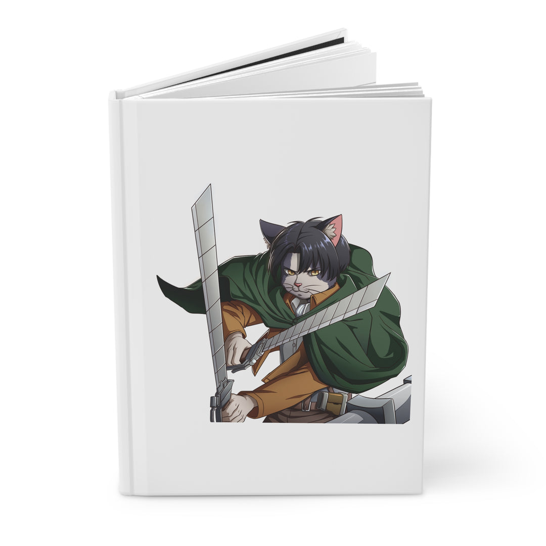 Fierce Feline Hardcover Journal, Anime Notebook, Cat Lover Gift, Unique Sketchbook, Stylish Writing Journal, Fantasy Art Diary