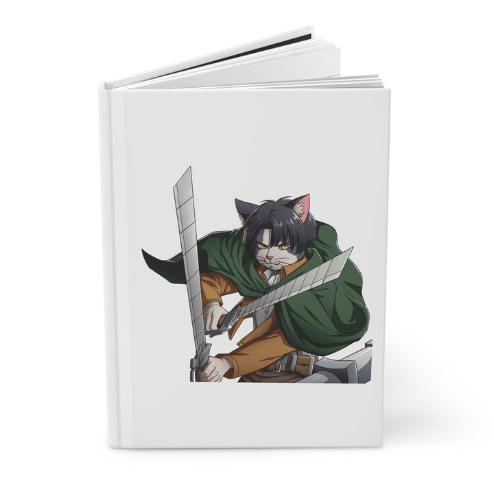 Fierce Feline Hardcover Journal, Anime Notebook, Cat Lover Gift, Unique Sketchbook, Stylish Writing Journal, Fantasy Art Diary