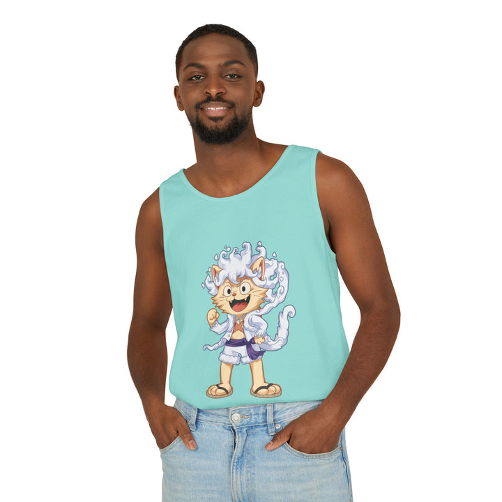 Whimsical Cat Tank Top, Unisex Funny Summer Shirt, Lightweight Graphic Top, Gift for Cat Lovers, Perfect for Beach Days, Casual Comfort Wear