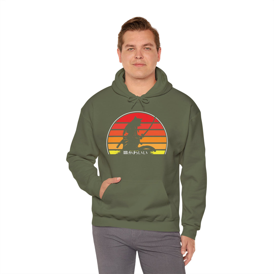 Samurai Cat Sunset Hoodie