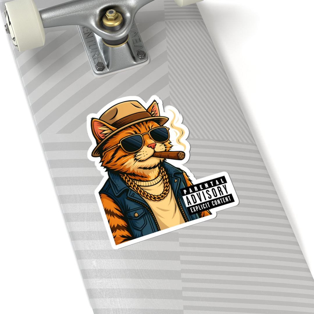 Cool Cat Kiss-Cut Stickers | Funky Cat Art for Laptop, Water Bottle, Notebooks, Parental Advisory Fun