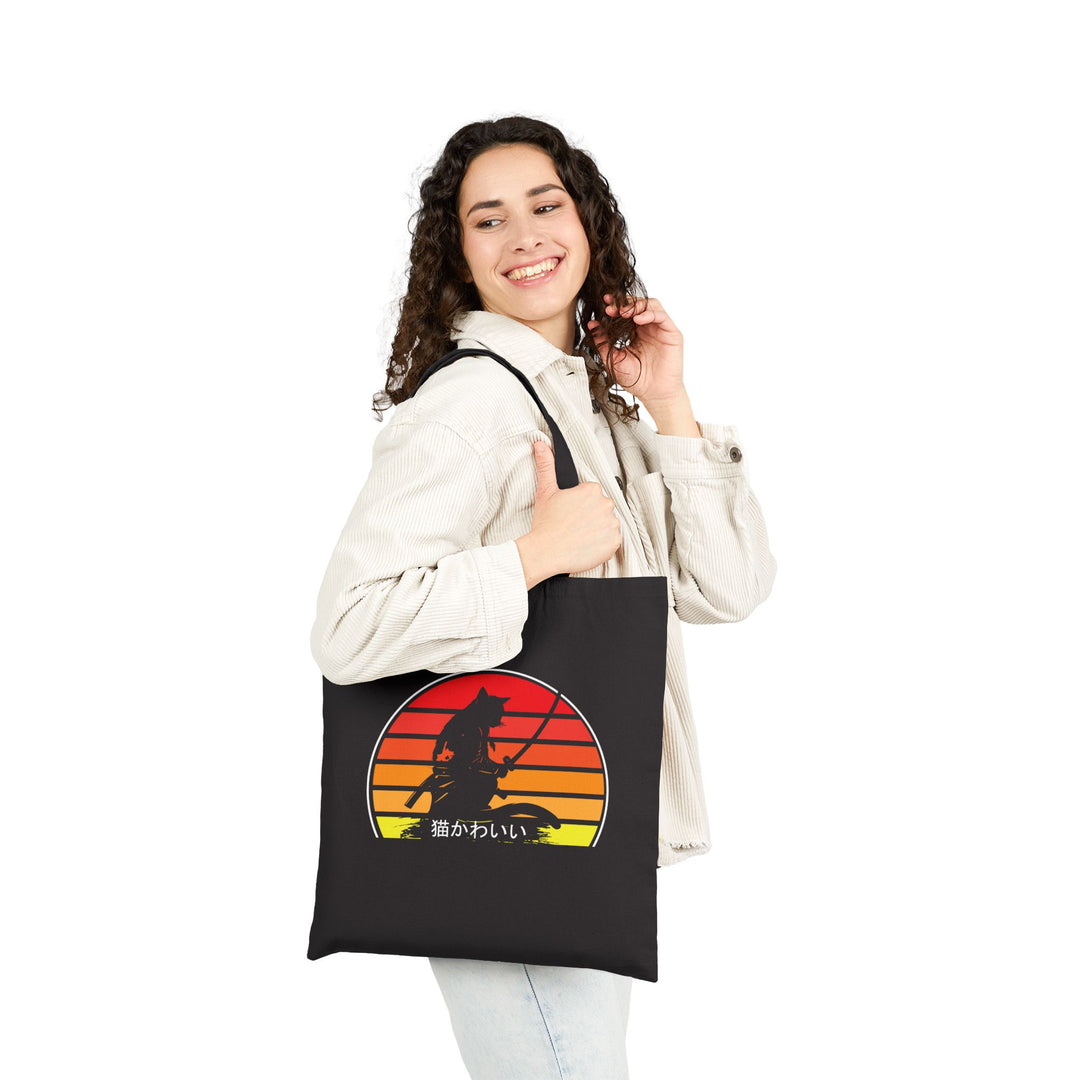 Retro Sunset Wolf Tote Bag, Eco-Friendly Shopping Bag, Gift for Animal Lovers, Beach Bag, Canvas Grocery Tote