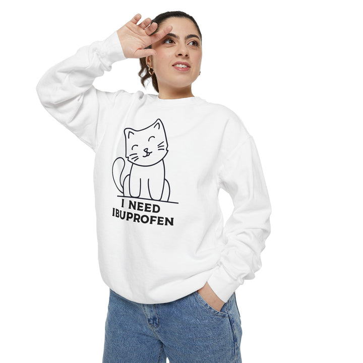 Cat-Themed Sweatshirt Featuring a Playful and Adorable Ghost Cat Holding a Candy Basket Cozy Gift for Cat Lovers Cute Animal Sweatshirt Funny Pet Apparel