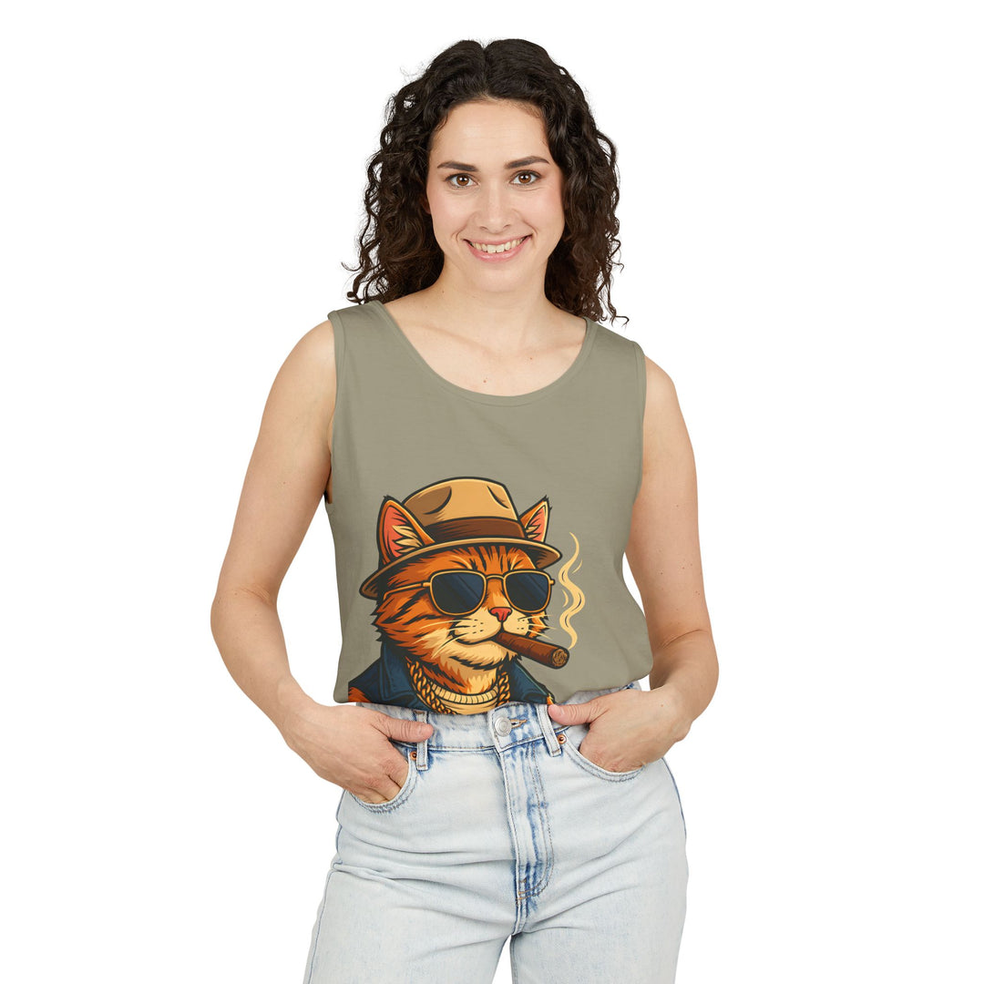Cool Cat Unisex Tank Top - Funny Cat Graphic Tee, Summer Wear, Gift for Cat Lovers, Beach Party Essential, Casual Streetwear