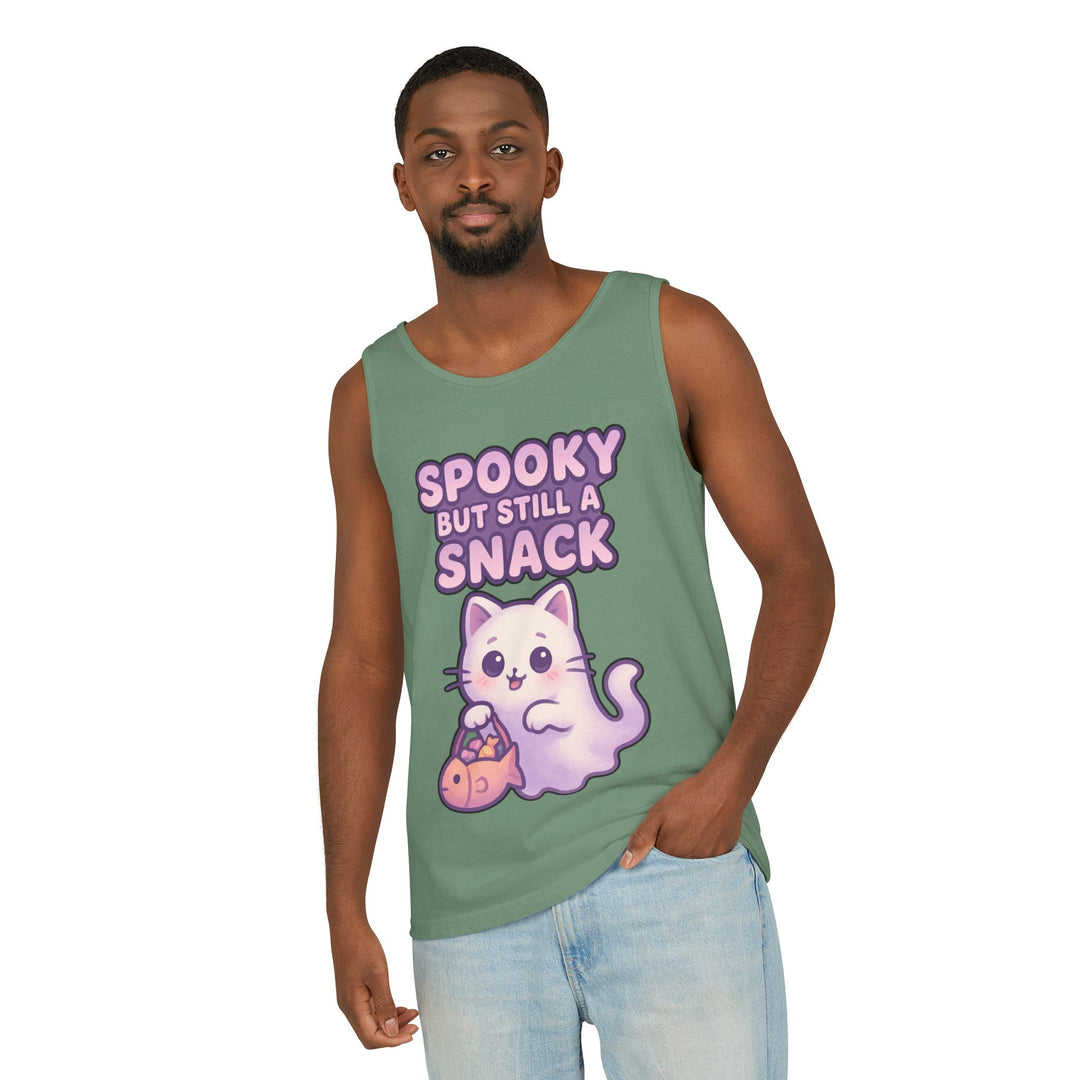 Spooky Snack Unisex Tank Top, Cute Cat Shirt, Halloween Apparel, Casual Wear, Gift for Cat Lovers, Summer Style