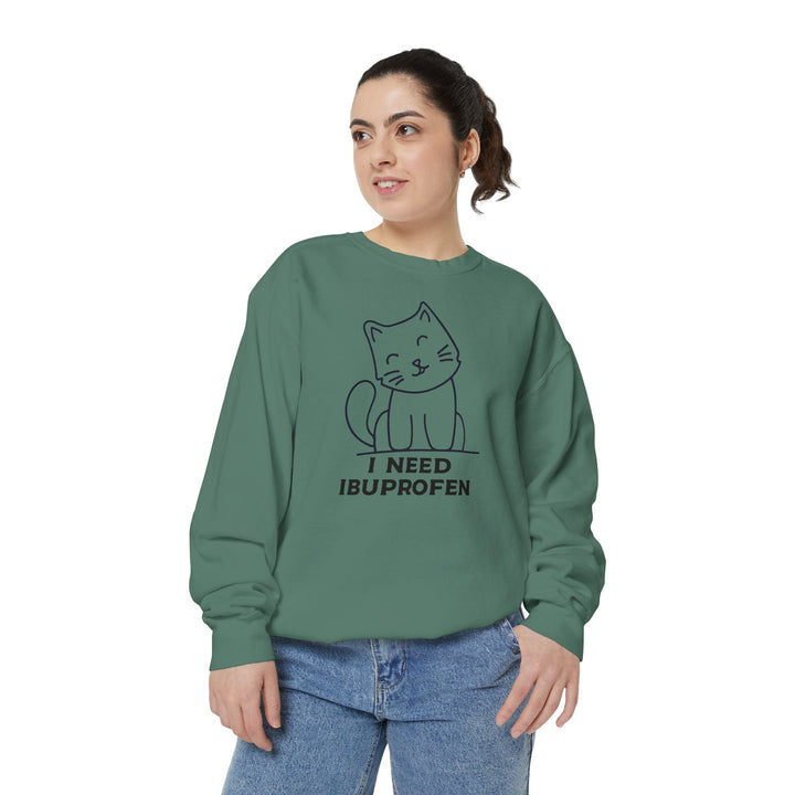 Cat-Themed Sweatshirt Featuring a Playful and Adorable Ghost Cat Holding a Candy Basket Cozy Gift for Cat Lovers Cute Animal Sweatshirt Funny Pet Apparel