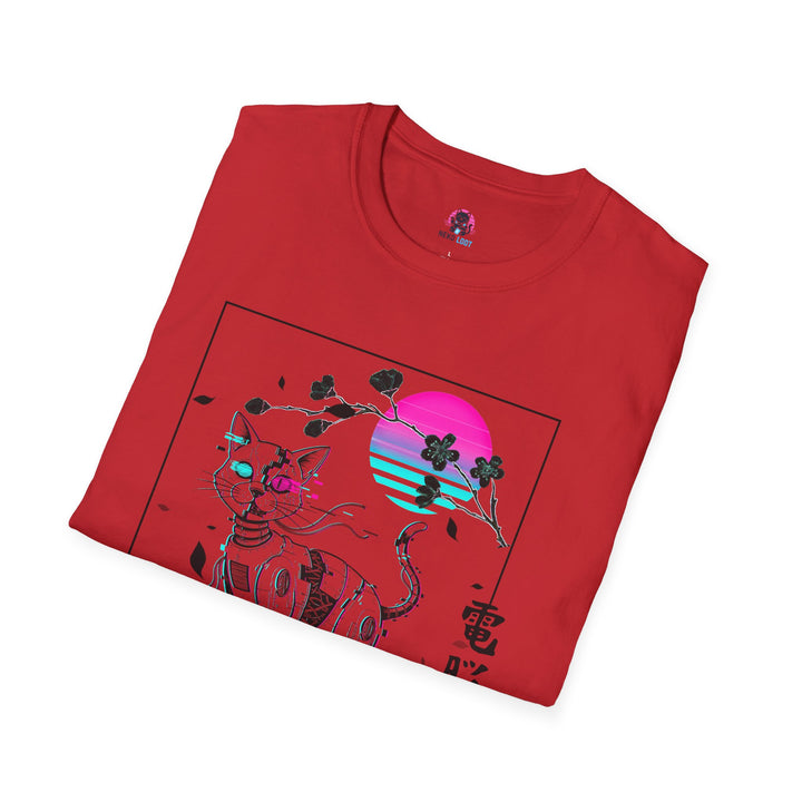Glitchy Retro Cat-Inspired Unisex Softstyle T-Shirt