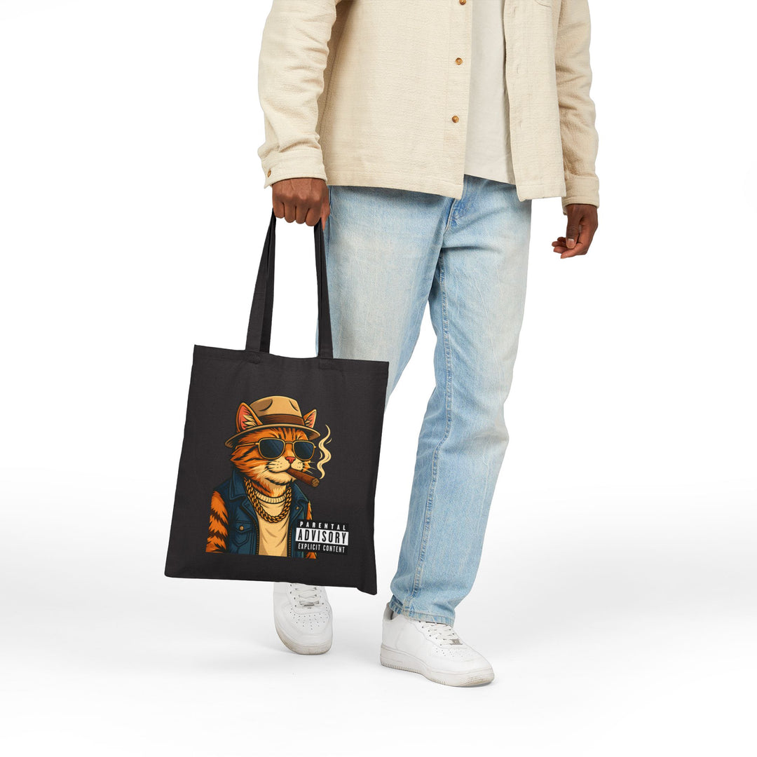 Cool Cat Tote Bag, Funky Canvas Tote, Cat Lover Gift, Eco-Friendly Shopper, Unique Animal Art Tote, Gift for Her
