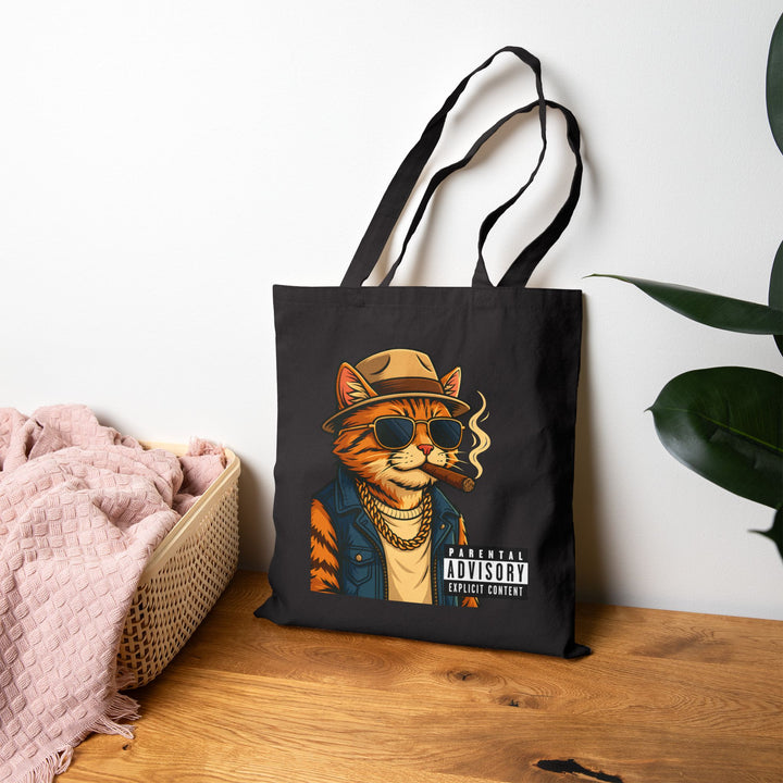 Cool Cat Tote Bag, Funky Canvas Tote, Cat Lover Gift, Eco-Friendly Shopper, Unique Animal Art Tote, Gift for Her
