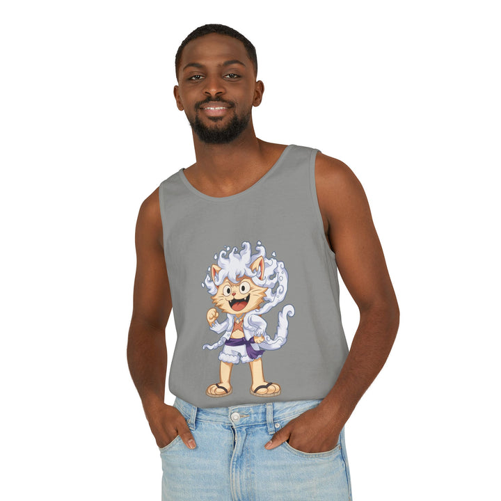 Whimsical Cat Tank Top, Unisex Funny Summer Shirt, Lightweight Graphic Top, Gift for Cat Lovers, Perfect for Beach Days, Casual Comfort Wear