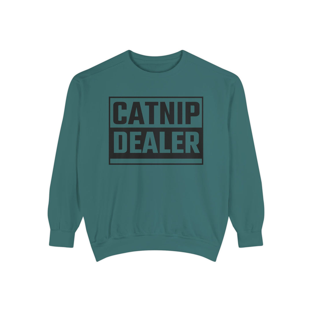 Catnip Dealer Sweatshirt Featuring a Bold and Humorous Black and White Typographic Design for Cat Lovers and Pet Owners Perfect Gift for Cat Parents Unisex Sweater for Every Season