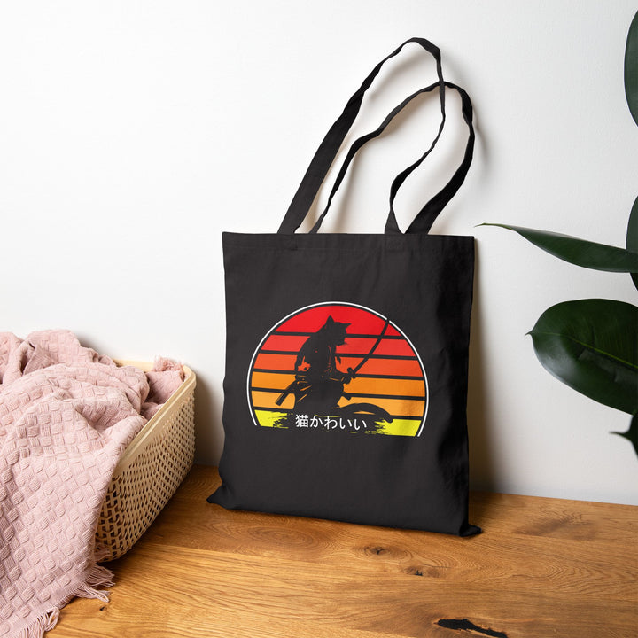 Retro Sunset Wolf Tote Bag, Eco-Friendly Shopping Bag, Gift for Animal Lovers, Beach Bag, Canvas Grocery Tote