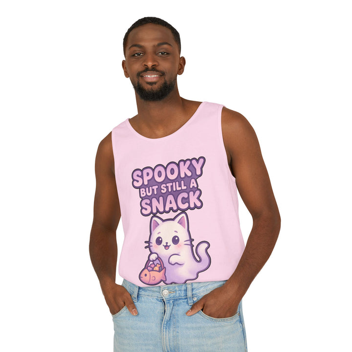 Spooky Snack Unisex Tank Top, Cute Cat Shirt, Halloween Apparel, Casual Wear, Gift for Cat Lovers, Summer Style