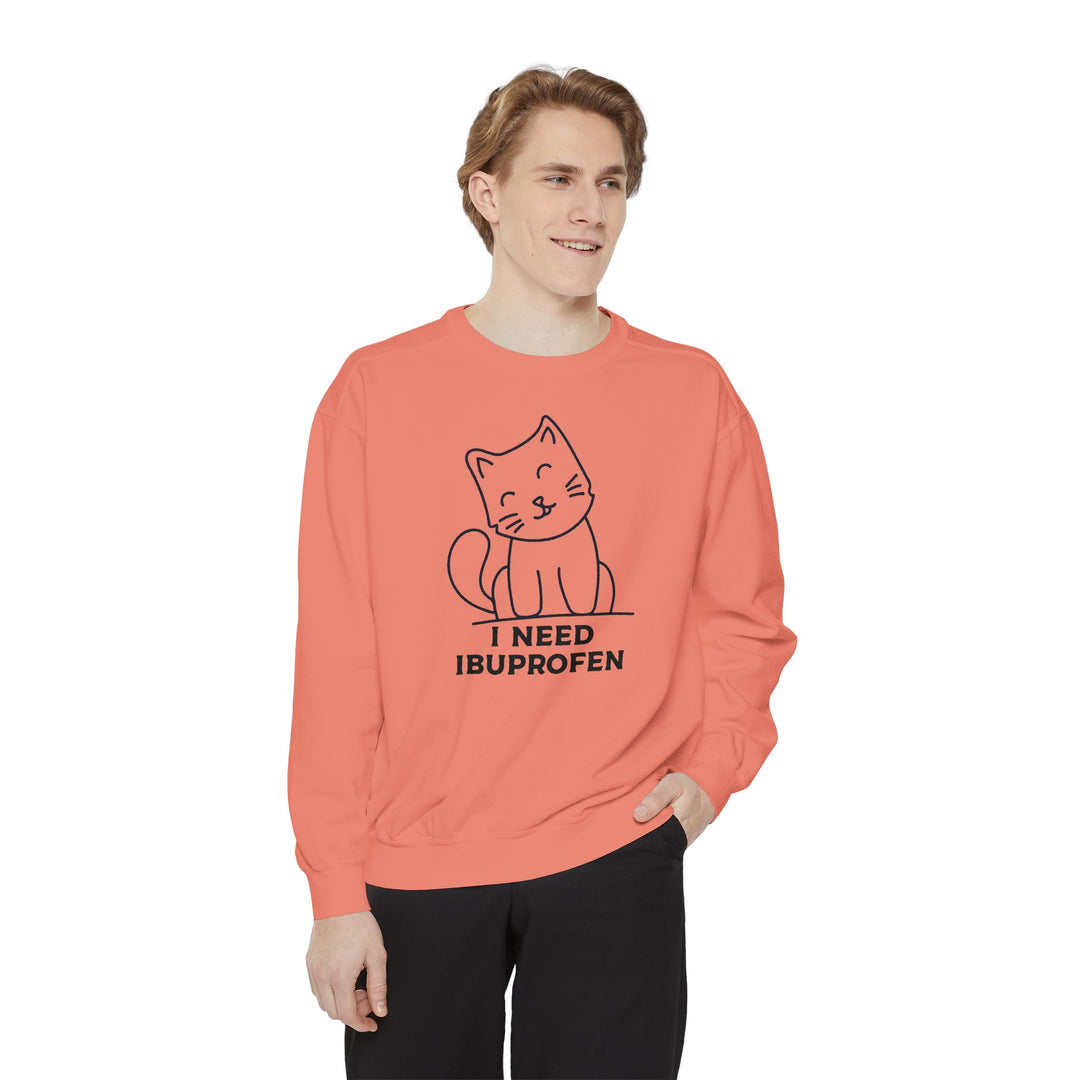Cat-Themed Sweatshirt Featuring a Playful and Adorable Ghost Cat Holding a Candy Basket Cozy Gift for Cat Lovers Cute Animal Sweatshirt Funny Pet Apparel