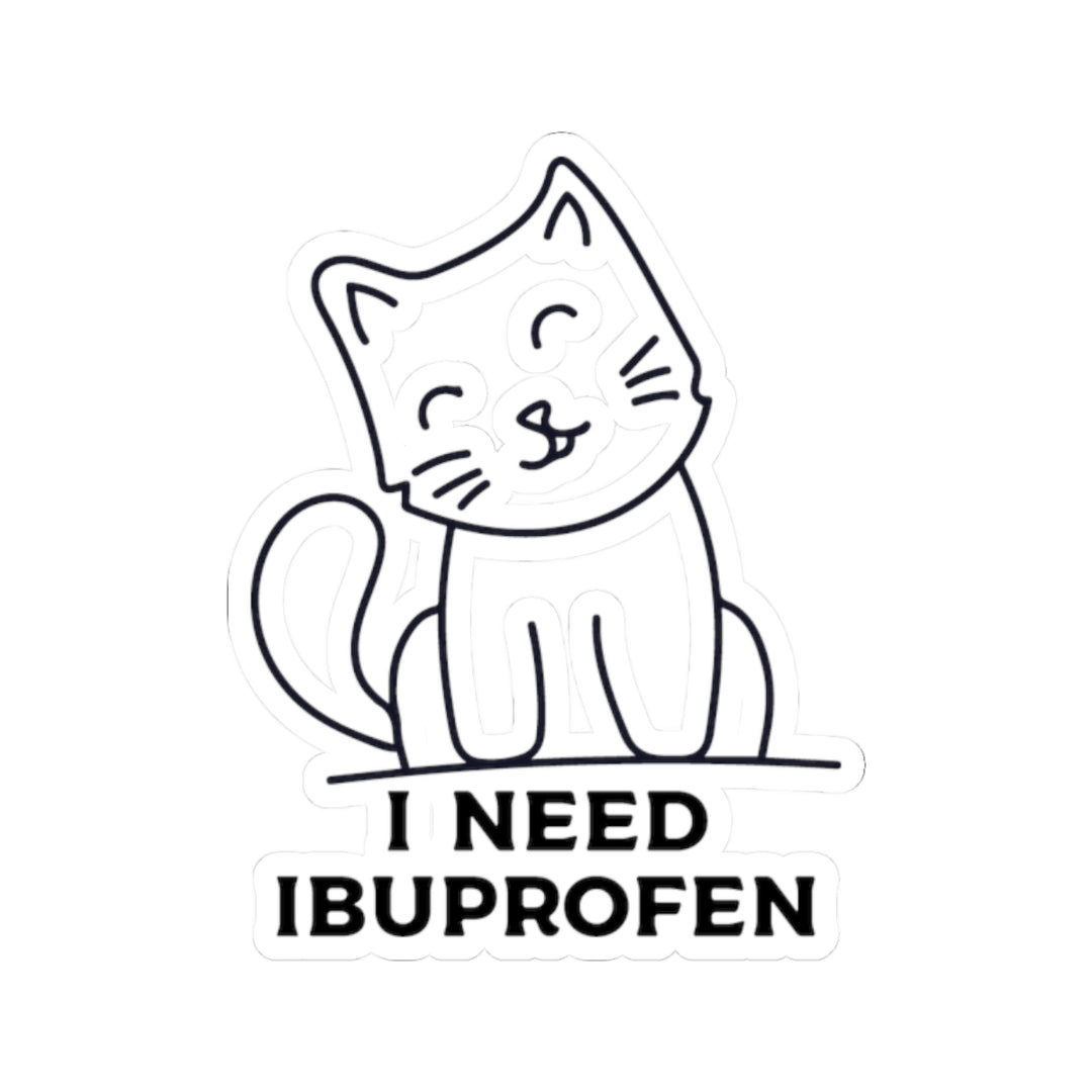 Cute Cat Ibuprofen Kiss-Cut Stickers, Fun Pet Lover Decal, Gift for Cat Owners, Laptop, Water Bottles, School Supplies